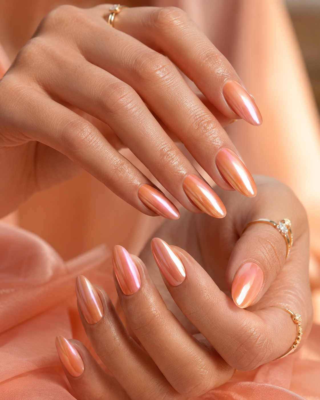 Peach Chrome Nägel
